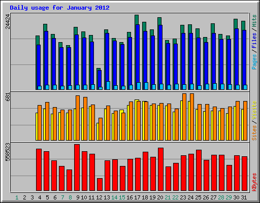 Daily usage for January 2012