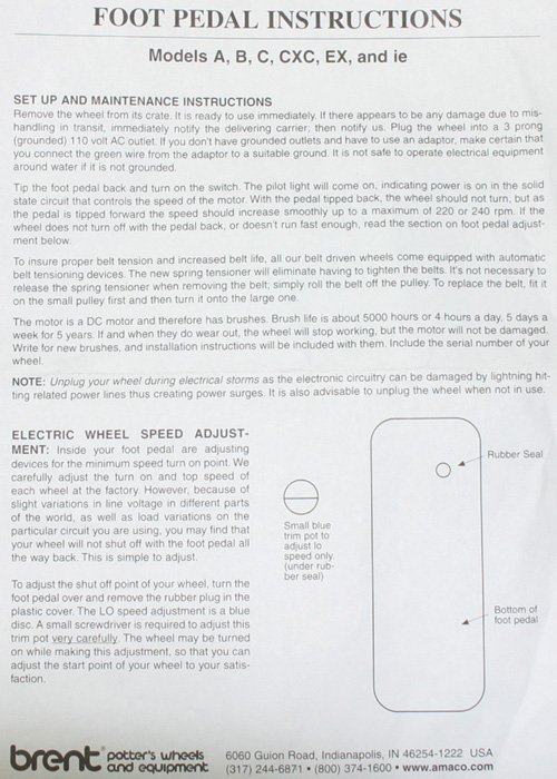 Brent Electric Assembly for Foot Pedal